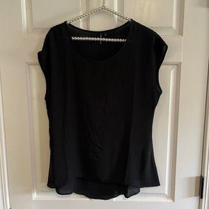 Love & Haight Black Scoop Neck Cap Sleeve Blouse Juniors Fit Size L